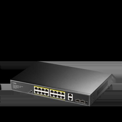 Switch Gigabit PoE+ 16 Porte con 2 Uplink GBE e 2 Gigabit SFP, GS1018PS2 Nero
