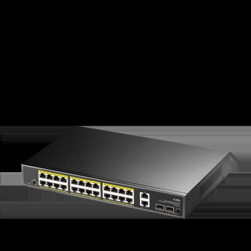 Switch Gigabit PoE+ 24 Porte con 2 Uplink GBE e 2 Gigabit SFP, GS1026PS2 Nero