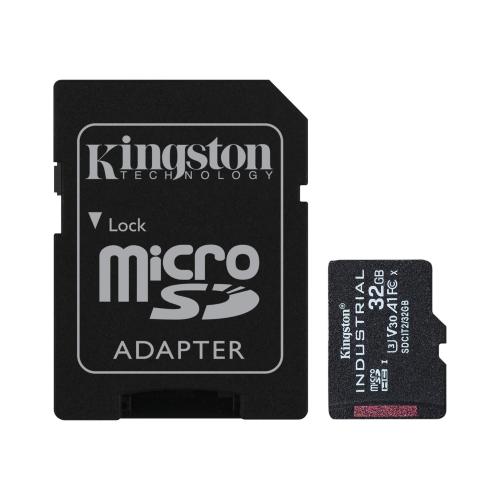 KINGSTON INDUSTRIAL MICROSD 32GB CLASSE 10 UHS-I DI CLASSE U3 V30 A1 CON ADATTATORE MICROSDHC PER SD BLACK