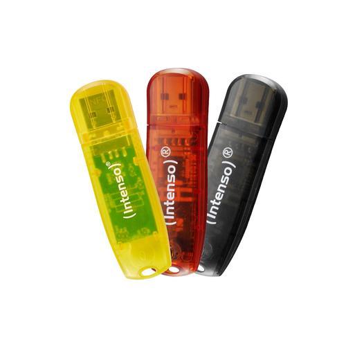 INTENSO RAINBOW LINE CHIAVETTA USB 32GB USB-A 2.0 GIALLO ROSSO NERO 3PZ.