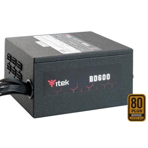 iTEK BD600 ALIMENTATORE ATX 600W 230V CERTIFICAZIONE 80 PLUS BRONZE RAFFREDDAMENTO ATTIVO