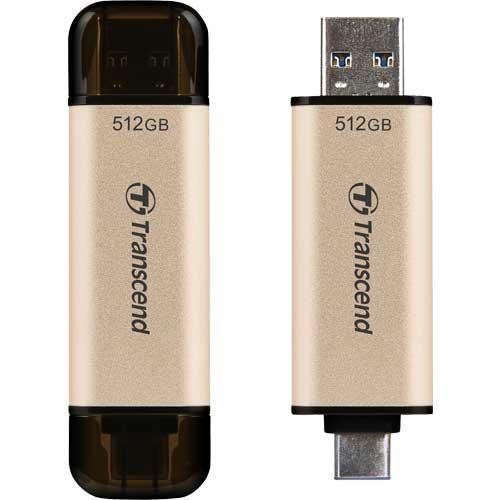 TRANSCEND FETFLASH CHIAVETTA USB-A USB-C 256GB USB3.2 TLC HIGH SPEED ROSE GOLD