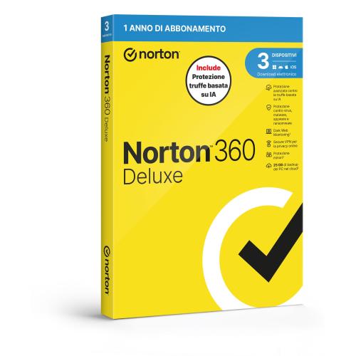 SYMANTEC ANTIVIRUS DELUXE 2026 3DEV 25GB 12M NORTON DELUXE ANTITRUFFA 3D1Y25G