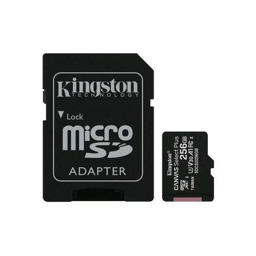 KINGSTON CANVAS SELECT PLUS 256GB MICRO SDXC CLASSE 10 UHS-I + ADATTATORE