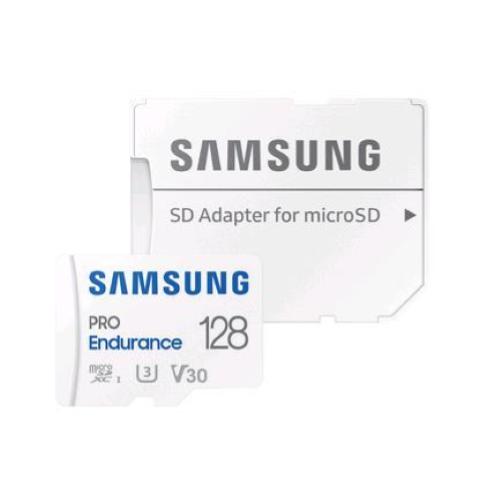 SAMSUNG PRO ENDURANCE MICROSDXC 128GB U3 V30 CLASSE 10 100MB/S CON ADATTATORE BIANCO