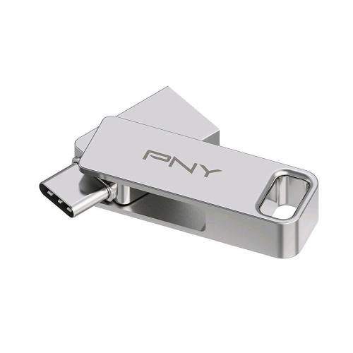 PNY DUO LINK CHIAVETTA USB 128GB USB TYPE-C/USB-A 3.2 ACCIAIO INOSSIDABILE
