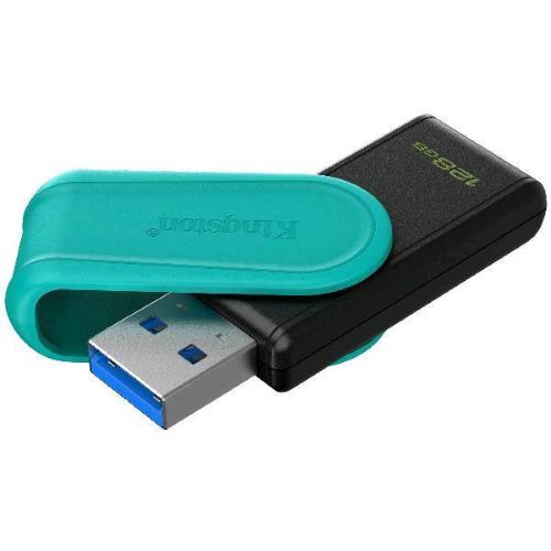 KINGSTON DATATRAVELER EXODIA S CHIAVETTA USB 128GB USB-A 3.2 Gen 1 CON CAPPUCCIO A ROTAZIONE NERO TURCHESE