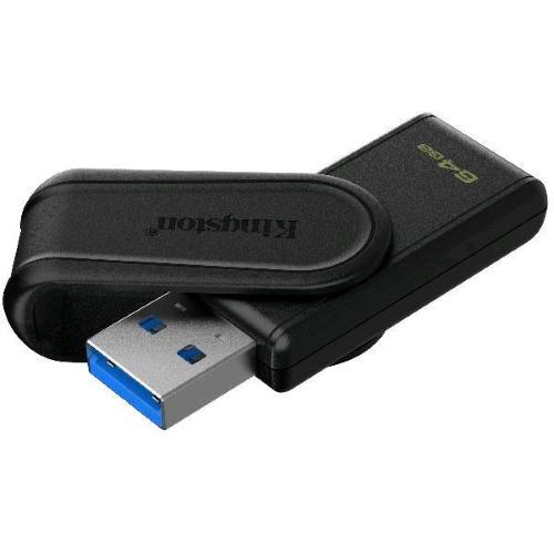 KINGSTON DATATRAVELER EXODIA S CHIAVETTA USB 64GB USB-A 3.2 Gen 1 CON CAPPUCCIO A ROTAZIONE NERO