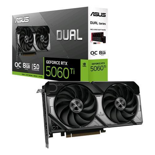 ASUS DUAL-RTX5060TI-O8G NVIDIA GEFORCE RTX 5060 Ti 8 GB GDDR7 DUAL FAN PCI Express 5.0 1 x HDMI 3 x DISPLAYPORT
