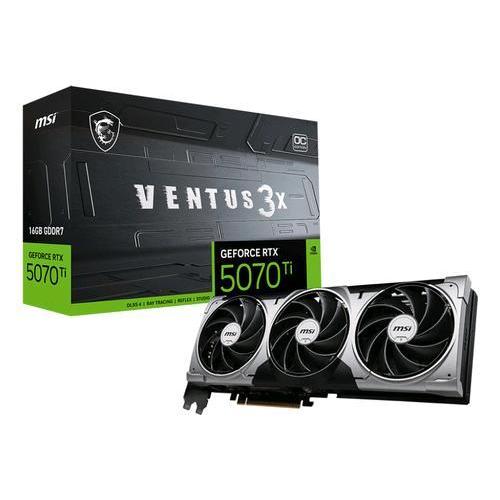 MSI GEFORCE RTX 5070 TI 16G VENTUS 3X OC GDDR7 DLSS4 TRIPLE FAN PCI Express 5.0 - 1 x HDMI 3 x DISPLAYPORT