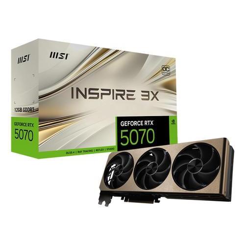 MSI GEFORCE RTX 5070 12G INSPIRE 3X OC NVIDIA 12GB GDDR7 TRIPLE FAN PCI Express 5.0 - 1 x HDMI 3 x DISPLAYPORT