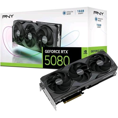 PNY GEFORCE RTX 5080 OVERCLOCKED TRIPLE FAN GPU NVIDIA 16 GB GDDR7 PCIe 5.0 16X