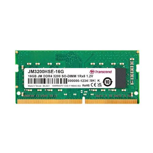 TRANSCEND JM3200HSB-16G MEMORIA RAM 16GB 3.200MHz TIPOLOGIA SO-DIMM TECNOLOGIA DDR4