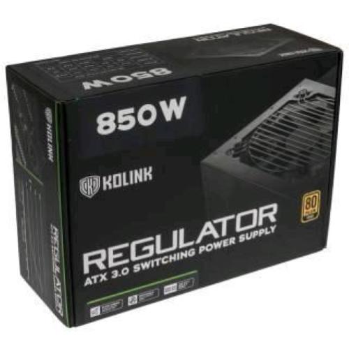 KOLINK REGULATOR ALIMENTATORE ATX 850W MODULARE CERTIFICAZIONE 80+ GOLD RAFFREDDAMENTO ATTIVO BLACK