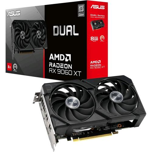 ASUS DUAL-RX9060XT-8G AMD RADEON RX 9060 XT 8 GB GDDR6 DUAL FAN PCI Express 5.0 1 x HDMI 2 x DISPLAYPORT