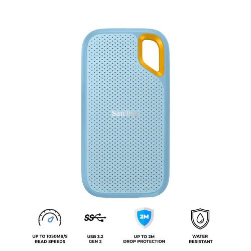SANDISK EXTREME SSD ESTERNO 1 TB PORTATILE USB-C 3.2 GEN 2 AZZURRO