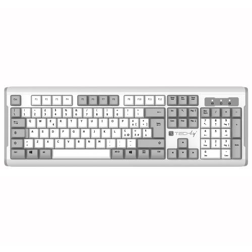 Tastiera Standard USB con Cavo, Bianco e Grigio
