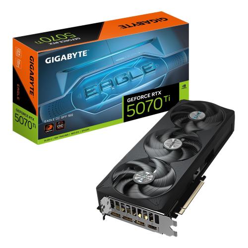 GIGABYTE GEFORCE RTX 5070 Ti EAGLE OC SFF 16G SCHEDA GRAFICA - 16GB GDDR7, 256 BIT, PCI-E 5.0, 2542 MHZ CORE CLOCK, 3 X DP 2.1A, 1 X HDMI 2.1B, NVIDIA DLSS 4, GV-N507TEAGLE OC-16GD