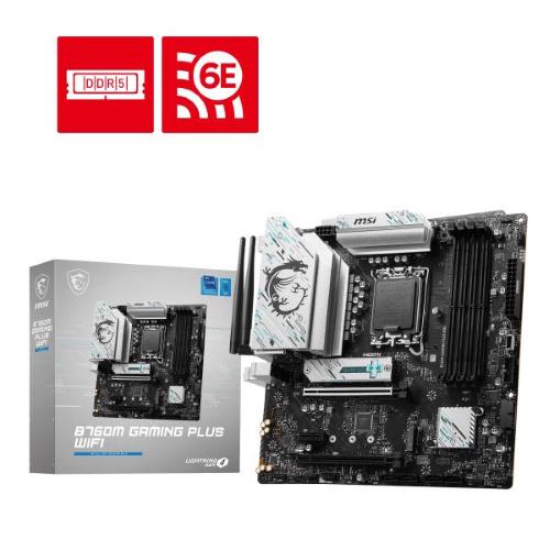 MSI MB B760, B760M GAMING PLUS, LGA1700,4DDR5,2PCI-EX16,1PCI-EX1,2M.2,4SATA3,2USB3.2 GEN2,7US