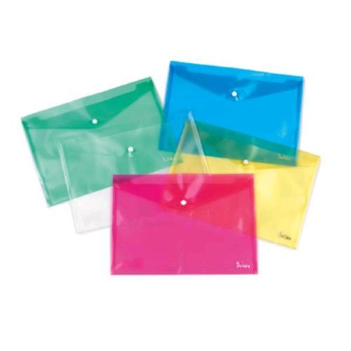 PLASTIDEA BUSTE CON BOTTONE IN PP 420X297 mm A3 COLORI ASSORTITI CONF 5 Pz.