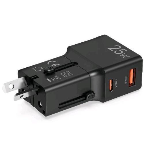 CELLY MULTIPLUG CARICABATTERIE DA RETE COMPATIBILE IN OLTRE 150 PAESI NEL MONDO 25 W 1 x USB-C 1 x USB-A NERO