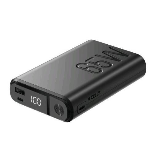 CELLY POWERBANK 20.000mAh PD 65 W CON DISPLAY LED INTEGRATO 1 PORTA DI INGRESSO USB-C, 2 PORTE DI USCITA USB-C E 1 PORTA DI USCITA USB-A