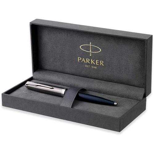 PARKER 51 PENNA A SFERA PUNTA M CORPO BLU FINITURE CROMATE INCHIOSTRO NERO CONFEZIONE REGALO