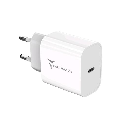 CARICA BATTERIA RAPIDO 1P USB-C 20W BIANCO TECHMADE
