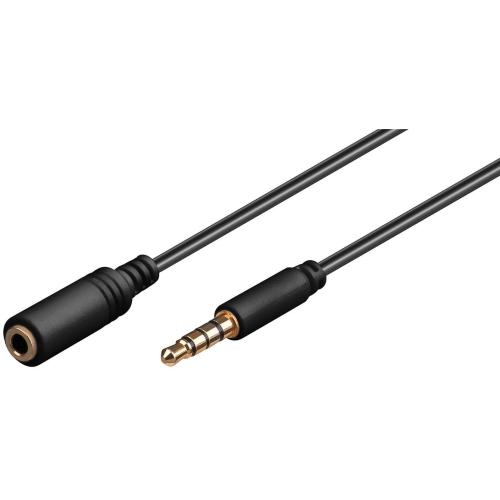 Cavo Prolunga Stereo 3.5 mm M/F 4Pin 0,5 m Nero