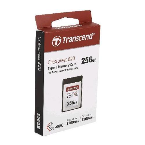 TRANSCEND MEMORY CARD 256GB CFEXPRESS 820 TYPE B LETTURA 1.700 MB/s - SCRITTURA 1.300 MB/s