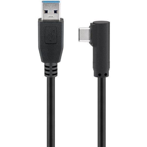 Cavo USB3.2 USB-C&trade; M 90&deg; a USB tipo A M 1,5m Nero