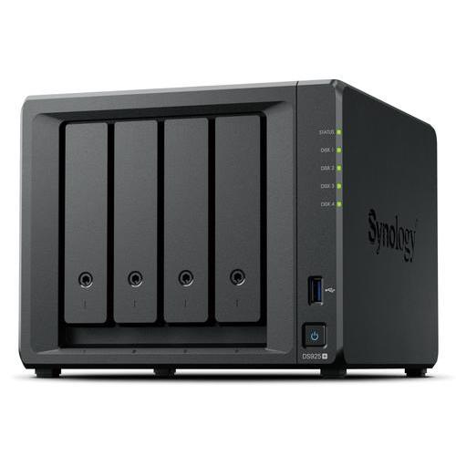NAS SYNOLOGY DS925+ X 4HD/SSD 3.5"/2.5"SATA-NO HD-AMD RYZEN V1500B--DDR4 4GB-2P GIGA-2P USB-1P compatibilit solo con i dischi synology