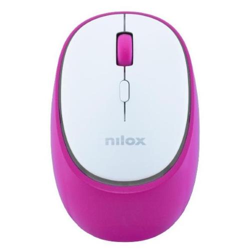 NILOX MOUSE OTTICO VERTICALE WIRELESS RICARICABILE DUAL BLUETOOTH 5.2 + RF 2.4GHz 4 PULSANTI 2 DEI QUALI SILENZIOSI 1.6000 DPI REGOLABILI RICARICABILE TRAMITE PORTA USB-C CAVO INCLUSO BIANCO ROSA