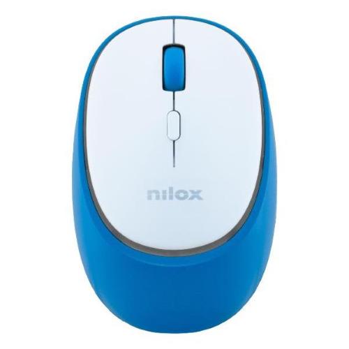 NILOX MOUSE OTTICO VERTICALE WIRELESS RICARICABILE DUAL BLUETOOTH 5.2 + RF 2.4GHz 4 PULSANTI 2 DEI QUALI SILENZIOSI 1.6000 DPI REGOLABILI RICARICABILE TRAMITE PORTA USB-C CAVO INCLUSO BIANCO/BLU