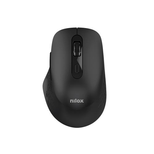 NILOX MOUSE OTTICO EGONOMICO SILENZIOSO DUAL WIRELESS BLUETOOTH + WIRELESS 6 PULSANTI 1.600 DPI NERO