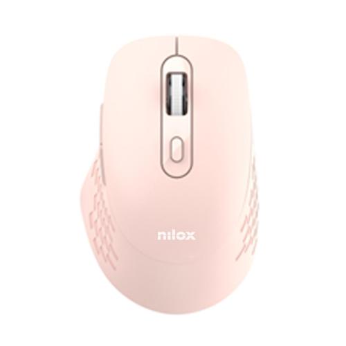 NILOX MOUSE OTTICO EGONOMICO SILENZIOSO DUAL WIRELESS BLUETOOTH + WIRELESS 6 PULSANTI 1.600 DPI ROSA CONFETTO