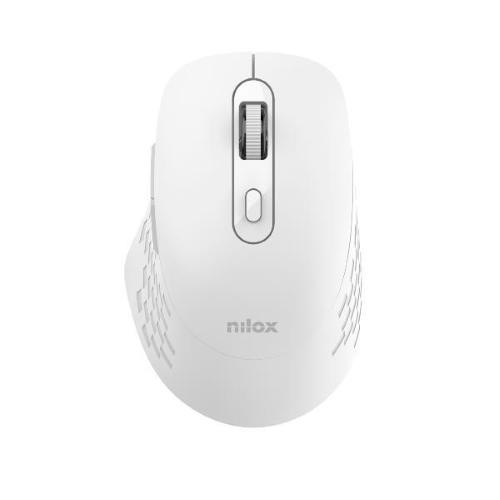 NILOX MOUSE OTTICO EGONOMICO SILENZIOSO DUAL WIRELESS BLUETOOTH + WIRELESS 6 PULSANTI 1.600 DPI BIANCO