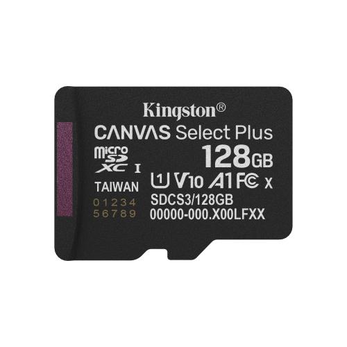 KINGSTON CANVAS SELECT PLUS 128GB microSDXC A1 / Video Class V10 / UHS-I U1 / Class 10 UHS-I