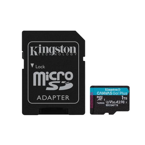 KINGSTON CANVAS GO! PLUS 1TB microSDXC A2 / Video Class V30 / UHS-I U3 / Class10 CON ADATTATORE