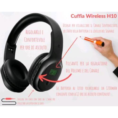 EMPIRE SILENT LAB T10 CUFFIA WIRELESS PER CONFERENZE LABORATORI LINGUISTICI POSSIBILITA' DI RICEVERE SU 10 CANALI DIVERSI REGOLABILE E CONFORTEVOLE PER ORE DI ASCOLTO