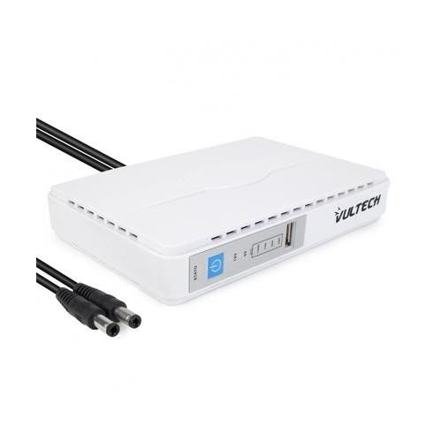 VULTECH UPS30PW-DC MINI UPS PORTATILE 30W PER RUTER WIRELESS MODEM TELECAMERA POWER BANK SMARTPHONE 8.800 MAH USB 5V DC 9V/12V POE 15V/24V BIANCO