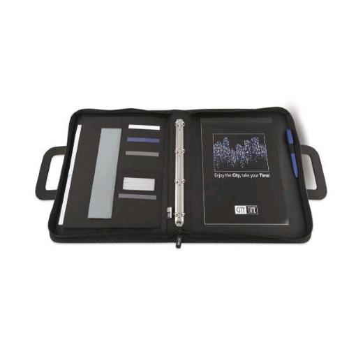 NIJI CITY TIME PORTA BLOCCO IN TESSUTO TECNICO 26X34 CM CHIUSURA A ZIP TASCHE INTERNE GRIGIO