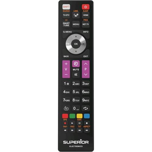 SUPERIOR SUPTRB016 TELECOMANDO UNIVERSALE PER SMART TV TELEFUNKEN PRONTO ALL’USO SENZA PROGRAMMAZIONE NERO