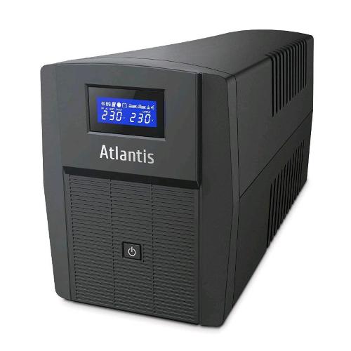 ATLANTIS A03-HP2003 GRUPPO DI CONTINUITÀ ONDA SINUSOIDALE PURA 1500VA 900W LINE INTERACTIVE DISPLAY LCD PORTA USB-HID 3 USCITE IEC + 2 PRESE SCHUKO + CAVO ALIMENTAZIONE PROTEZIONE RJ45 BLACK