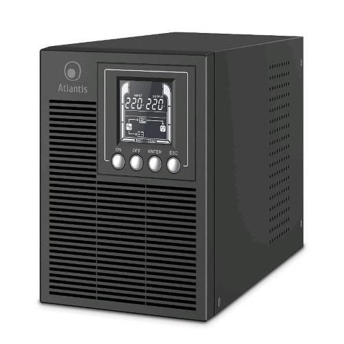 ATLANTIS A03-OP1002 UPS ONLINE GRUPPO DI CONTINUITÀ SERVER DOPPIA CONVERSIONE ONDA SINUSOIDALE PURA 1000VA 900W TOWER DISPLAY LCD USB SERIALE RS-232 4 USCITE IEC PORTA EPO SLOT SNMP BLACK