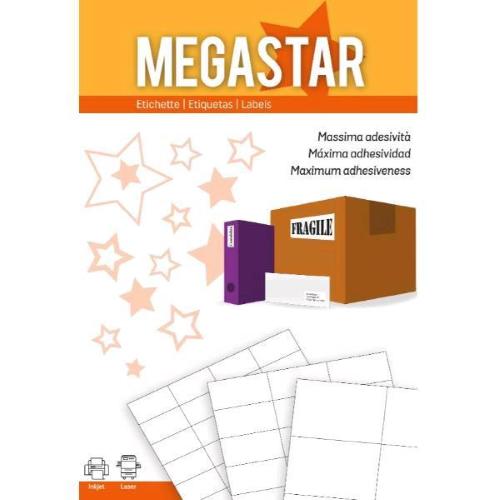 MEGASTAR CONF 3200 ETICHETTE ADESIVE CON ANGOLI ARROTONDATI 47,5X35 mm BIANCO