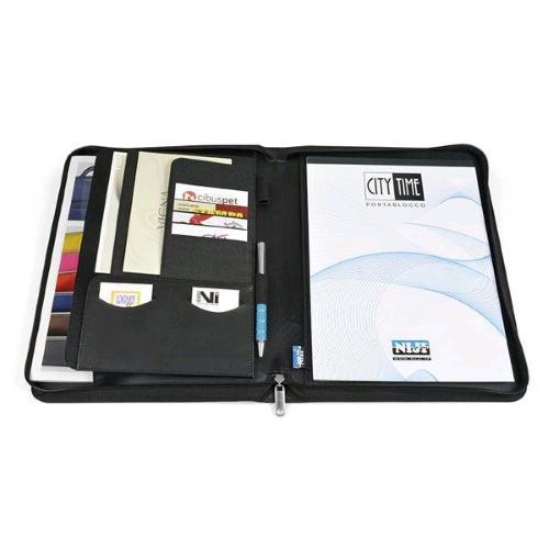 NIJI PORTABLOCCO IN TESSUTO CON TASCA INTERNA 260X340 mm A4 COL. BLU