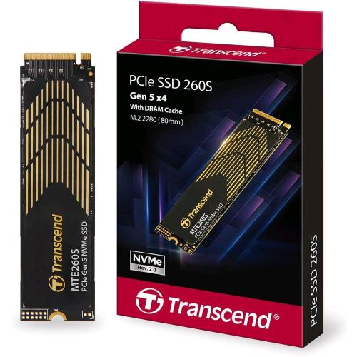 TRANSCEND MTE260S SSD 1TB INTERNO M.2 2280 PCIe Gen5x4 3D NAND - LETTURA 14000 MB/s - SCRITTURA 9800 MB/s