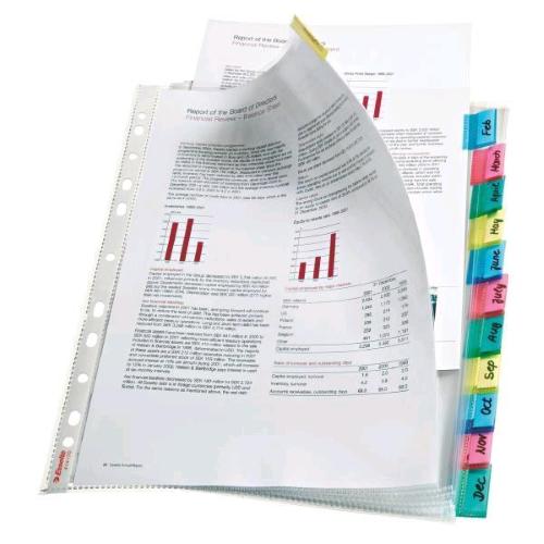 LEITZ INDEX BUSTA A U CON FORATURA UNIVERSALE IN PP CM 21X29.7 A4 12 TASTI CHE FUNGONO DA BUSTE TRASPARENTE