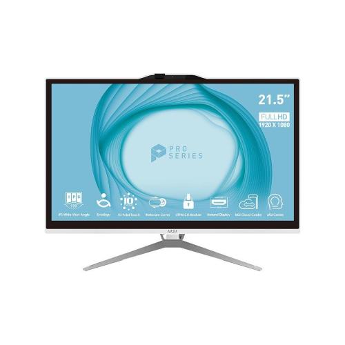 MSI PRO AP222T 13M-435EU ALL IN ONE 21.5" FULL HD TOUCH SCREEN INTEL PENTIUM G7400 RAM 4GB-SSD 128GB NVMe-INTEL GRAPHICS-WEB CAM 5MPx-WI-FI 6 + GIGABIT LAN-TASTIERA E MOUSE-WIN 11 PROF BIANCO (9S6-AC0112-435)